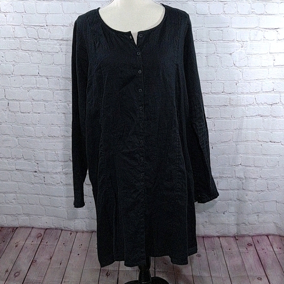 Black Label Black Linen Long Sleeve Dress - Picture 2 of 8